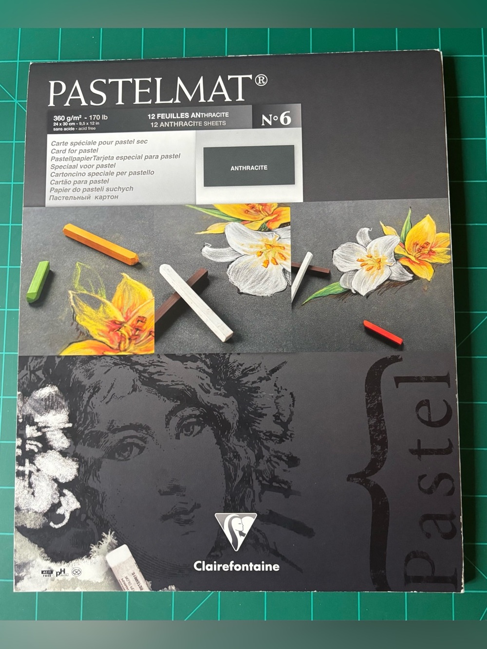 Open PastelMat Anthracite Pastel Paper Pad - No.6. 10 sheets, 9.5 x 12โ